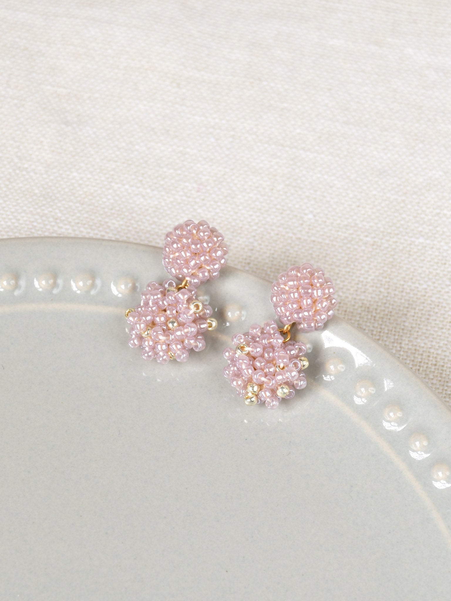 Kaia Druse Beads Earrings in Purple Top 1