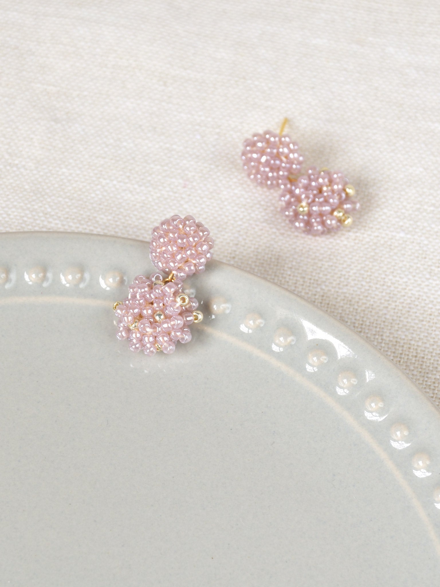 Kaia Druse Beads Earrings in Purple Top 2
