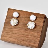 Kaia Druse Beads Earrings in White Front