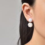 Kaia Druse Beads Earrings in White Model