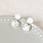 Kaia Druse Beads Earrings in White Top 1