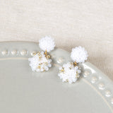 Kaia Druse Beads Earrings in White Top 1