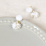 Kaia Druse Beads Earrings in White Top 2