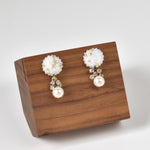 Kristin Crystal Cluster Pearl Earrings Front