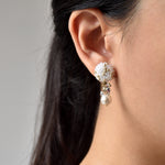 Kristin Crystal Cluster Pearl Earrings Model