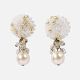 Kristin Crystal Cluster Pearl Earrings Primary