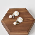 Kristin Crystal Cluster Pearl Earrings Top Left