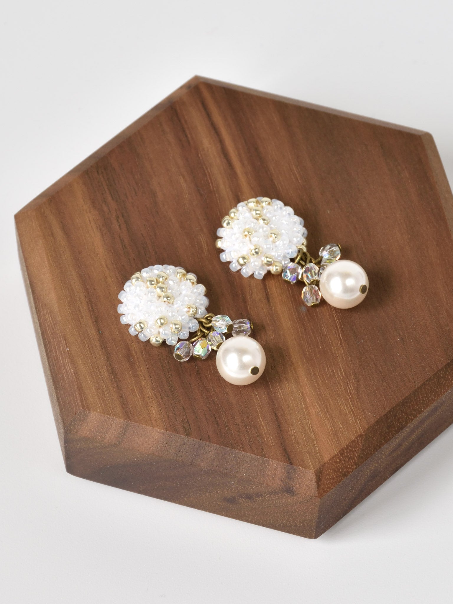 Kristin Crystal Cluster Pearl Earrings Top Right