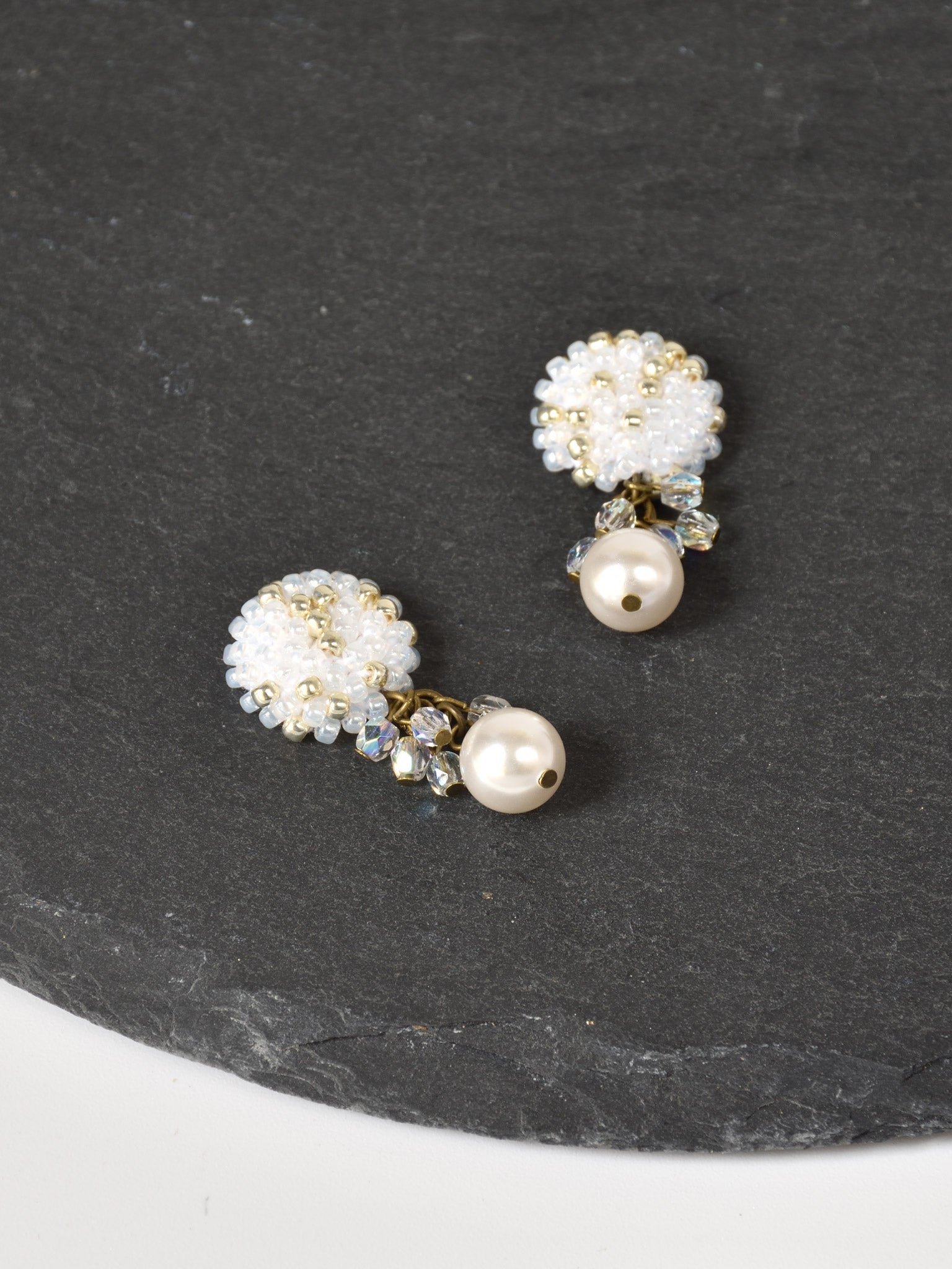 Kristin Crystal Cluster Pearl Earrings Top