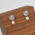 Layna Pearlescent Swarovski Pearl Studs in Grey Right