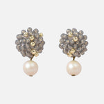 Layna Pearlescent Swarovski Pearl Studs in Grey Primary