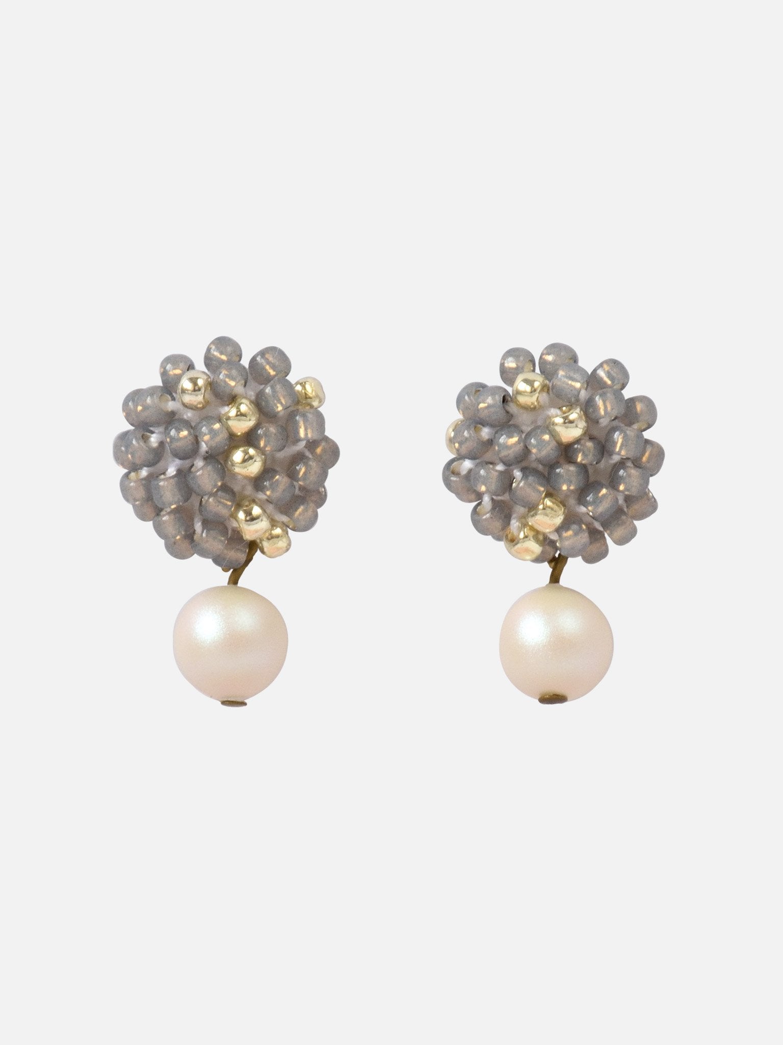 Layna Pearlescent Swarovski Pearl Studs in Grey Primary