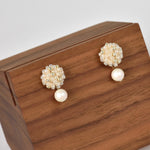 Layna Pearlescent Swarovski Pearl Studs in Ivory Right