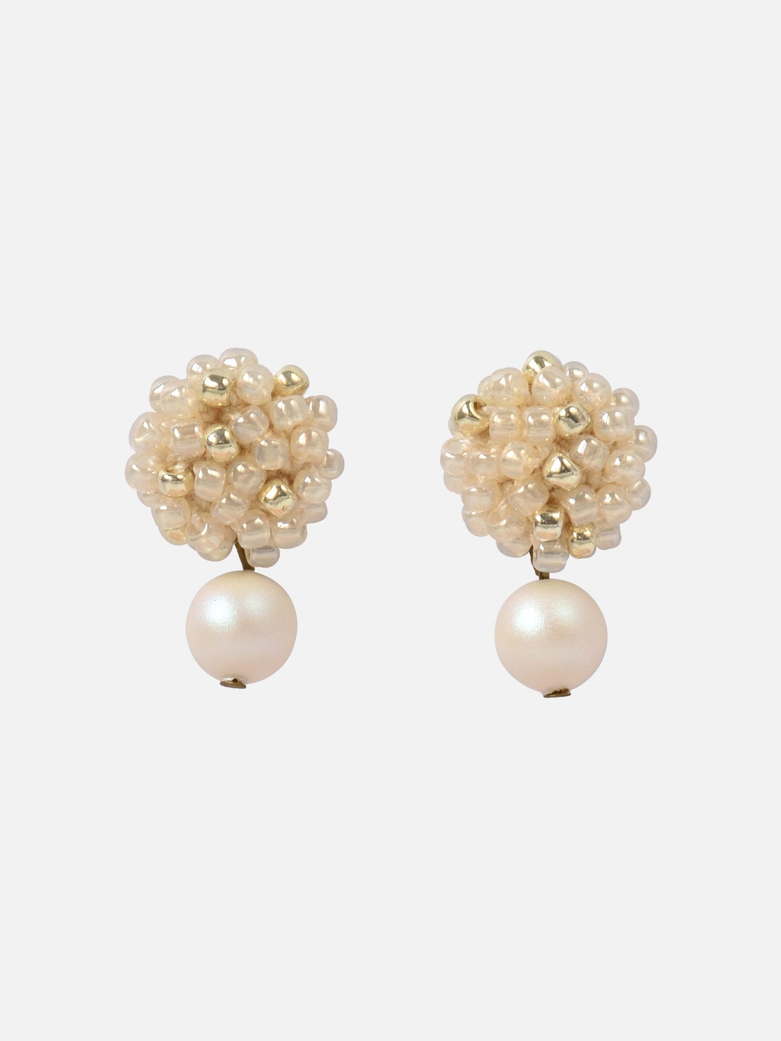 Layna Pearlescent Swarovski Pearl Studs in Ivory Primary