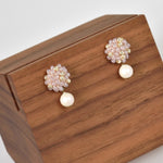 Layna Pearlescent Swarovski Pearl Studs in Purple Right