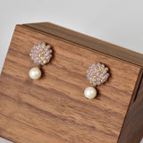 Layna Pearlescent Swarovski Pearl Studs in Purple Left