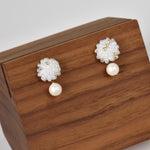 Layna Pearlescent Swarovski Pearl Studs in White Right