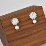 Layna Pearlescent Swarovski Pearl Studs in White Right
