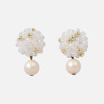 Layna Pearlescent Swarovski Pearl Studs in White Primary