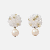 Layna Pearlescent Swarovski Pearl Studs in White Primary