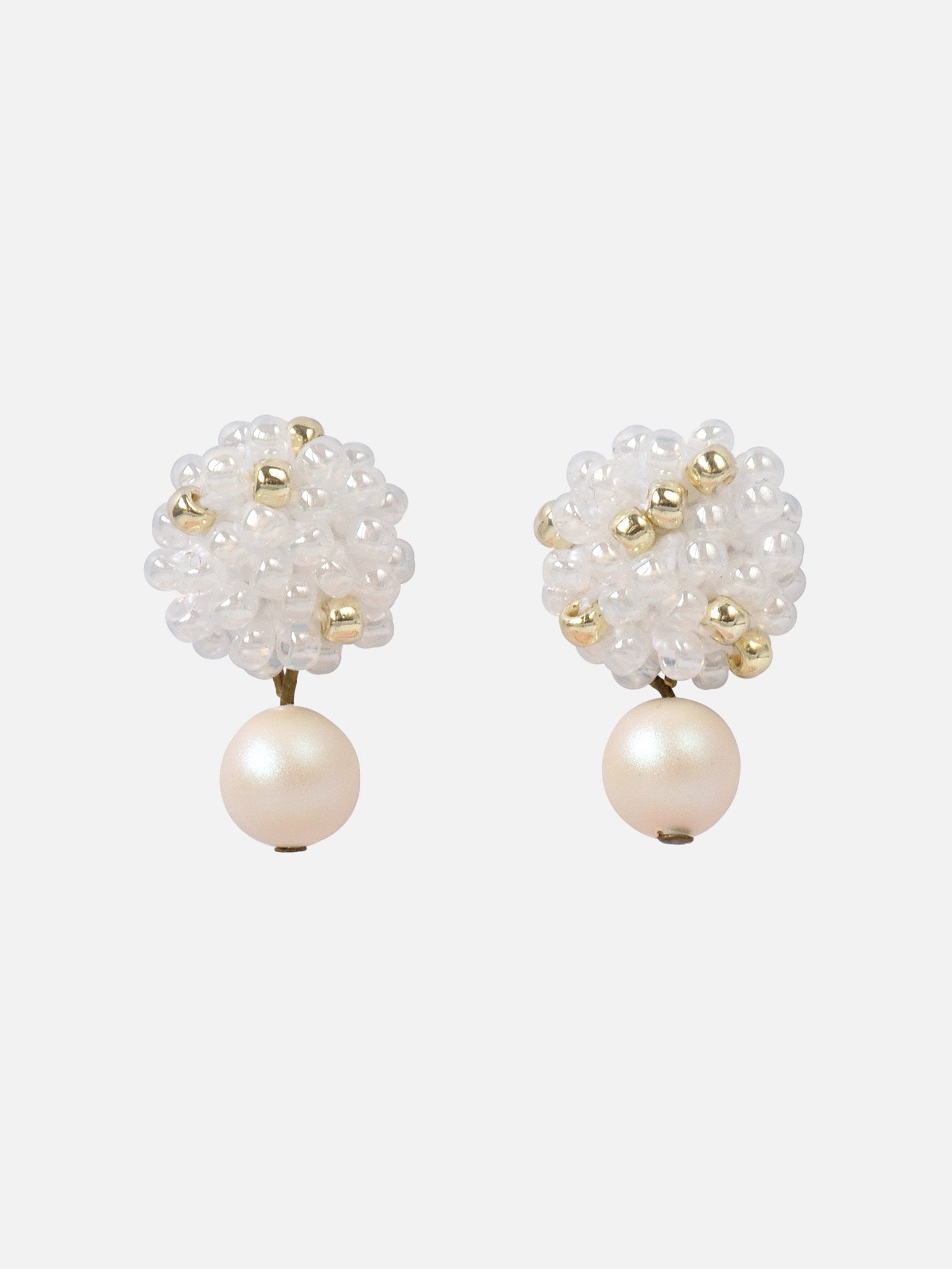Layna Pearlescent Swarovski Pearl Studs in White Primary