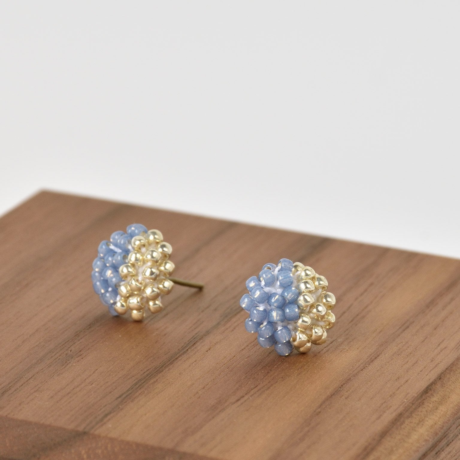 Beads Last Quarter Petite Studs Earrings in Blue Left