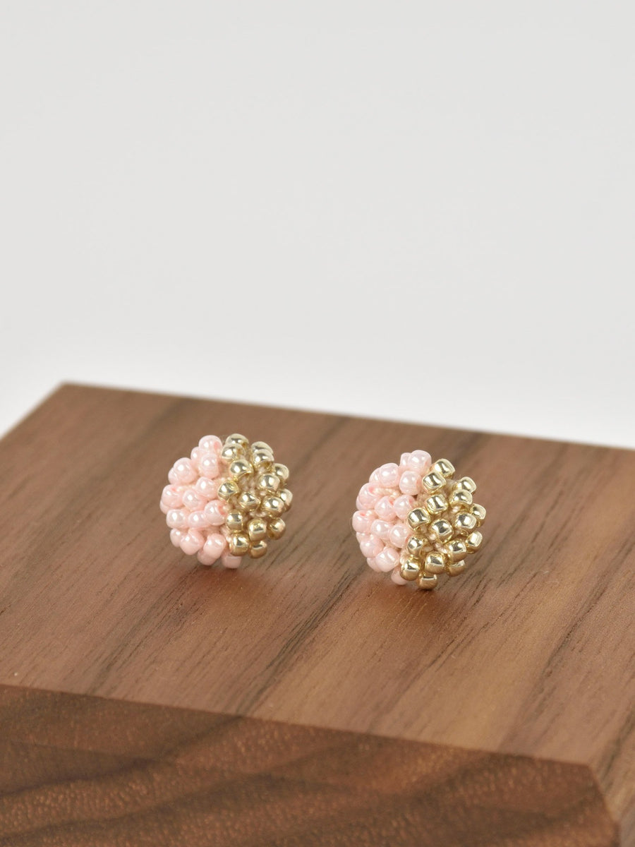 Beads Last Quarter Petite Studs Earrings in Pink Front