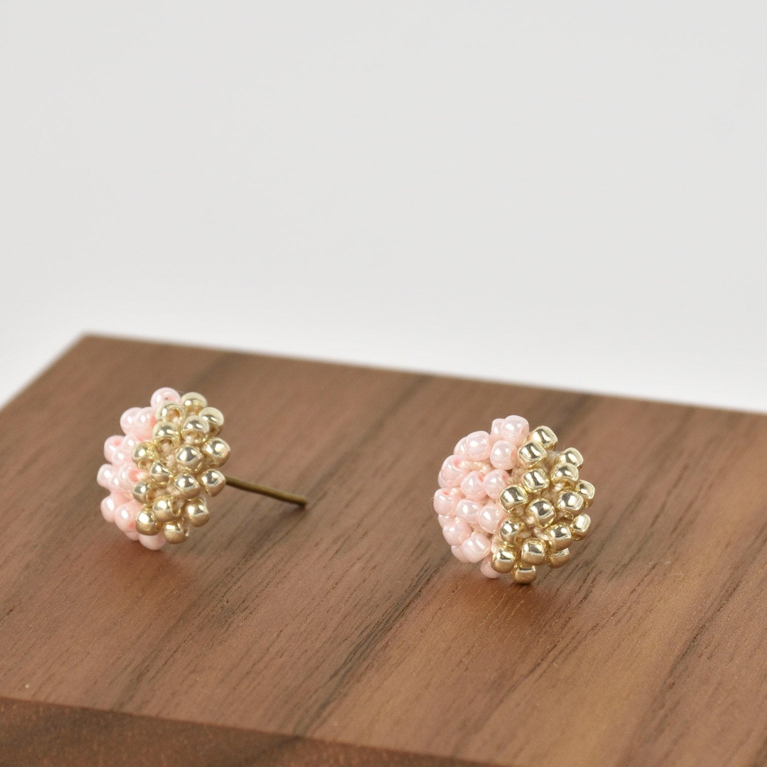 Beads Last Quarter Petite Studs Earrings in Pink Left