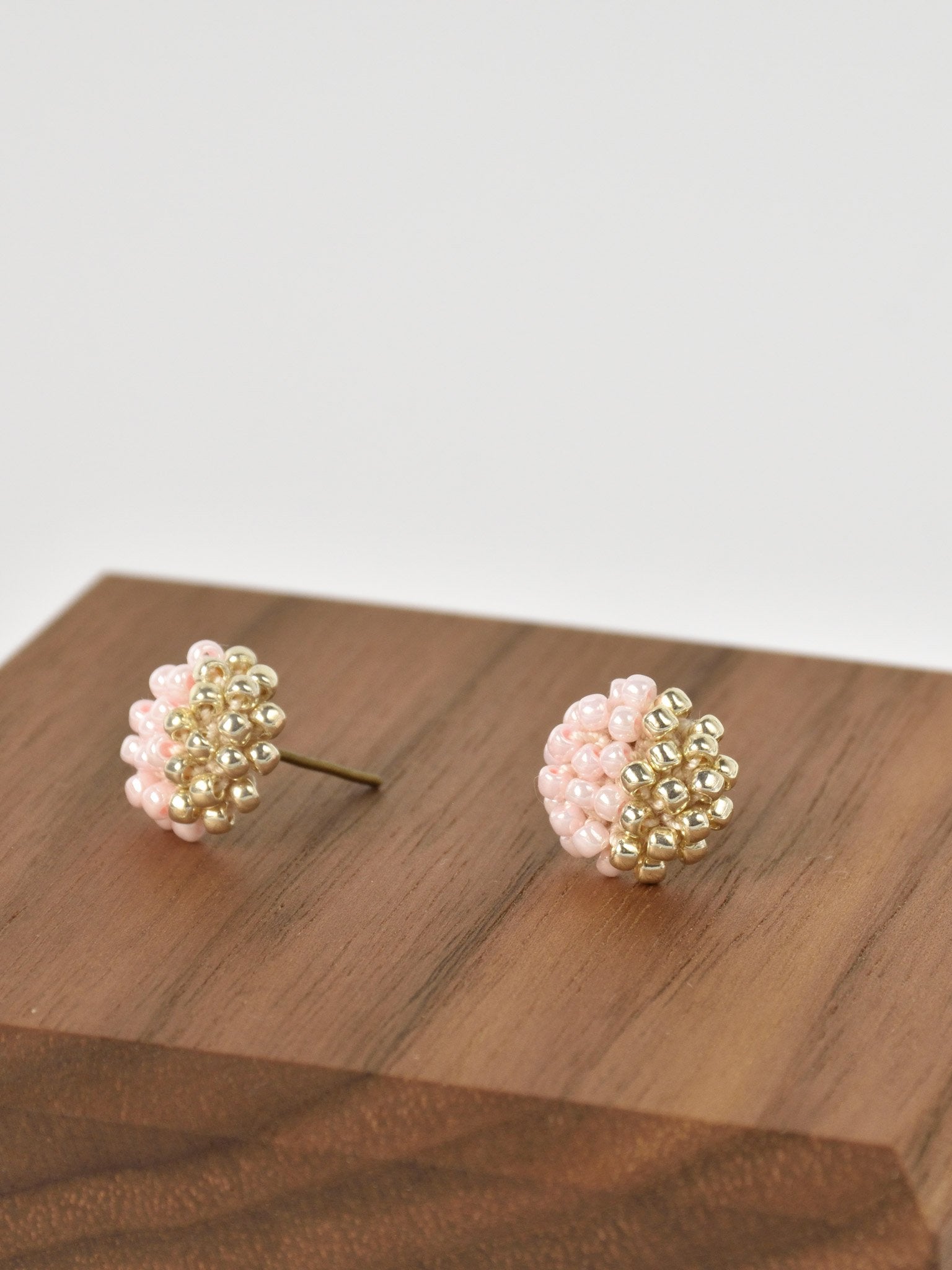 Beads Last Quarter Petite Studs Earrings in Pink Left