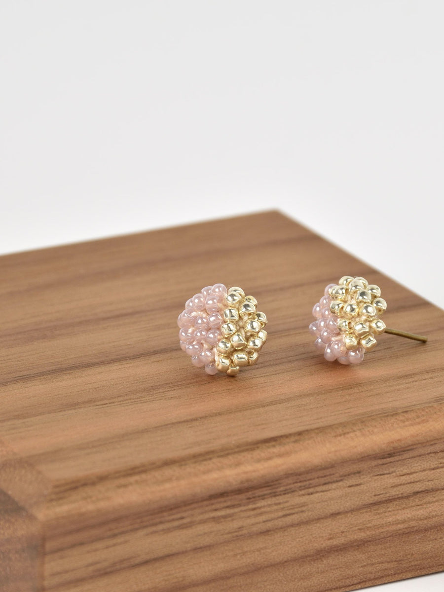 Beads Last Quarter Petite Studs Earrings in Purple Left