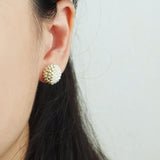 Last Quarter Delica Stud Earrings in Ivory Model