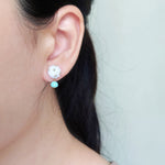 Layna Color Crystal Earrings in Blue Model