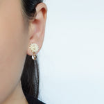 Layna Globe Earrings in Milk White Model
