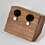 Margarita Delica Freshwater Pearl Drop Earrings in Black Front