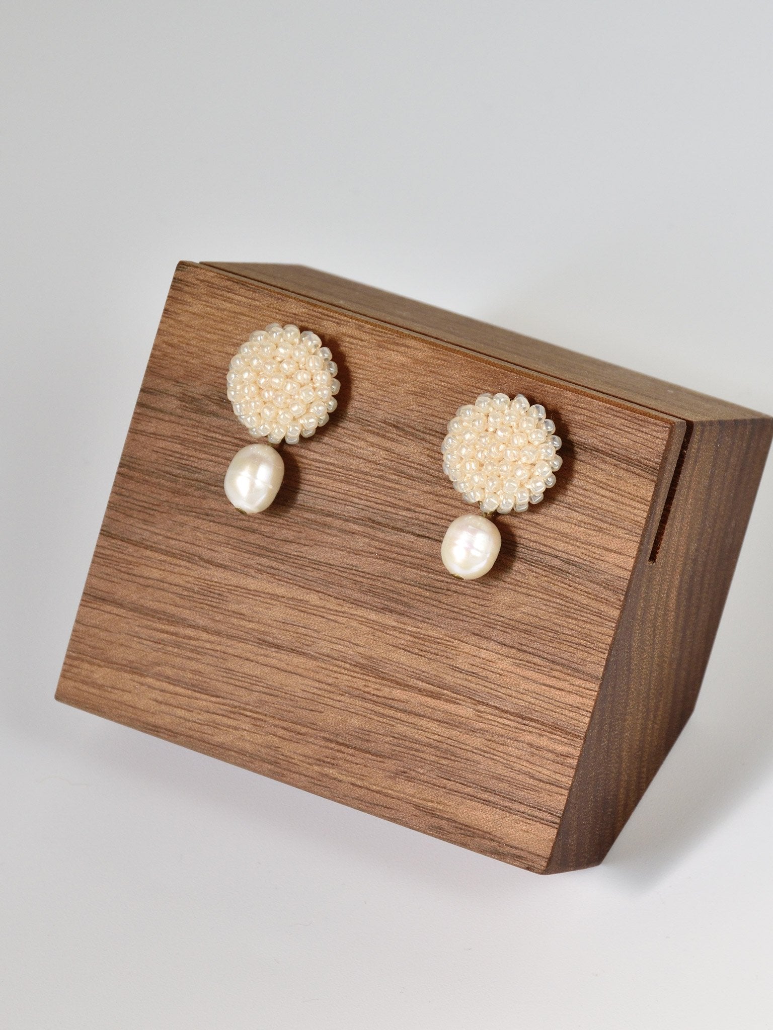 Margarita Delica Freshwater Pearl Drop Earrings in Ivory Front