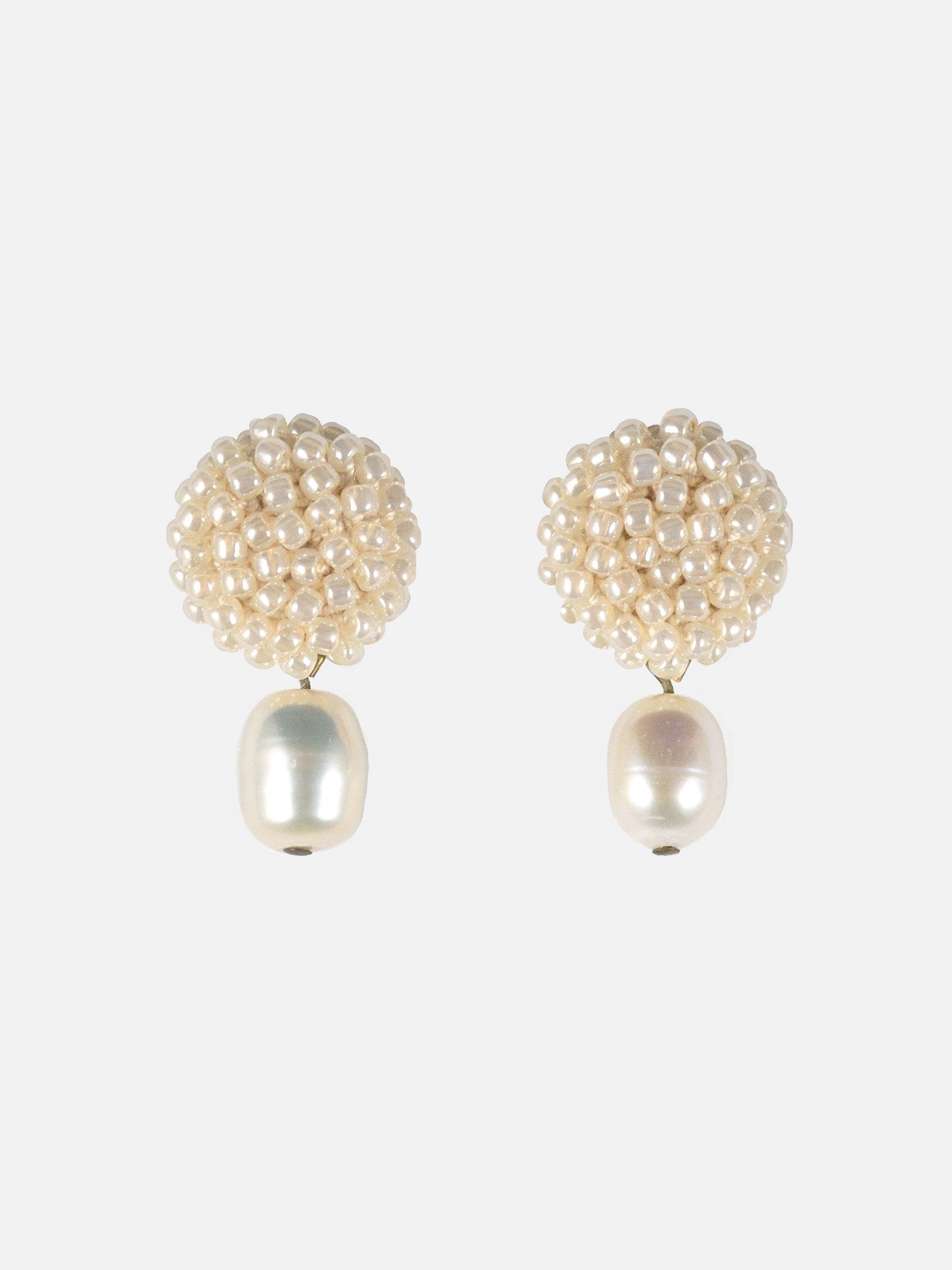 Margarita Delica Freshwater Pearl Drop Earrings in Ivory Primary