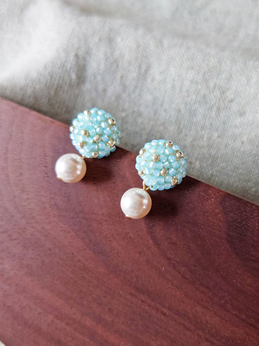 Mariota Drop Earrings in Blue Display