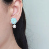Mariota Drop Earrings in Blue Model