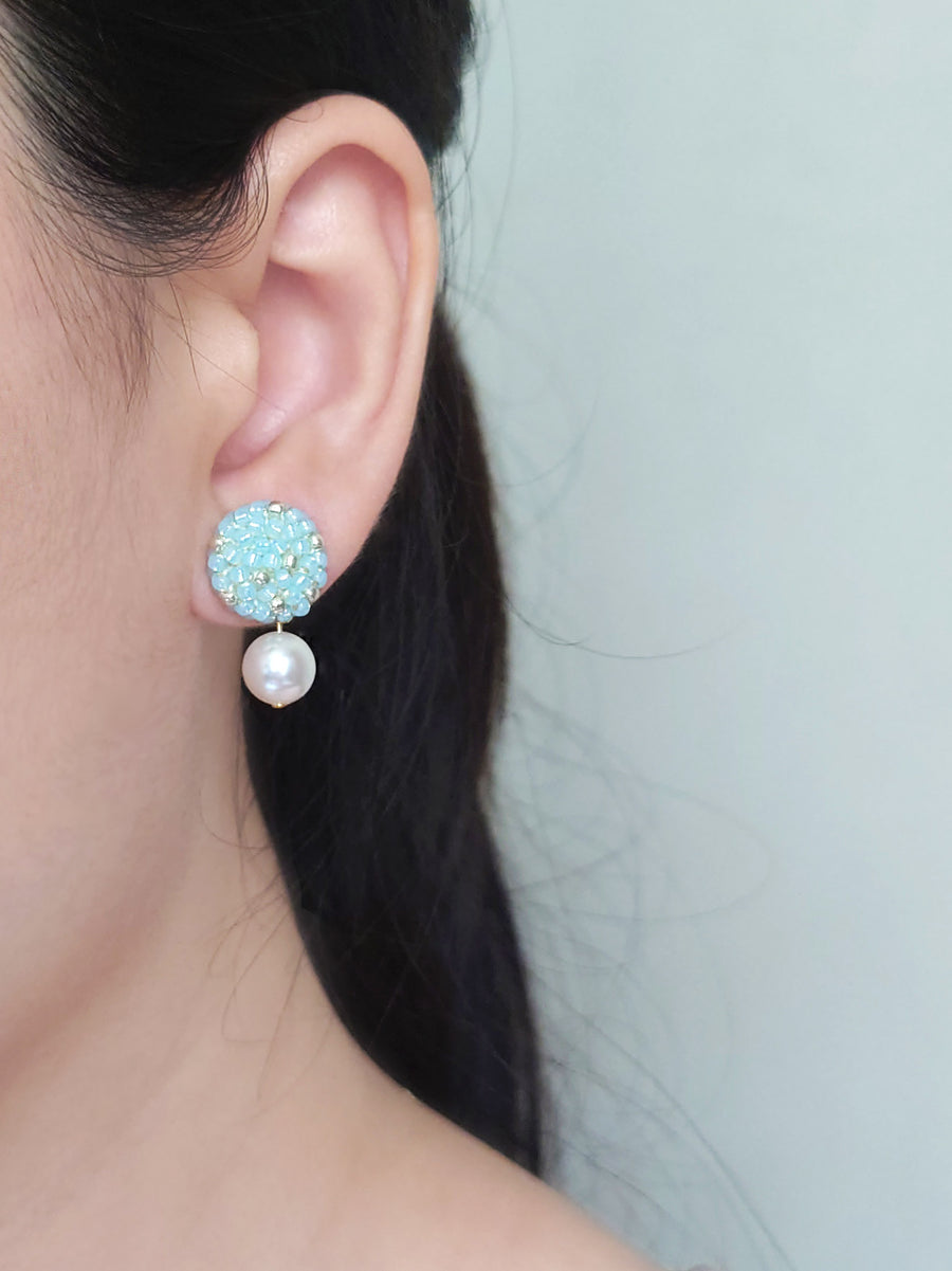 Mariota Drop Earrings in Blue Model