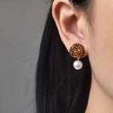 Mariota Drop Earrings in Dark Amber Model