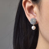 Mariota Drop Earrings in Grey Model