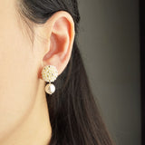 Mariota Drop Earrings in Ivory Model