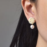 Mariota Drop Earrings in Milk White Model