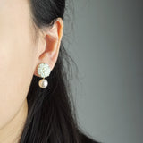 Mariota Drop Earrings in Mint Green Model