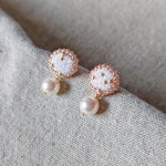 Mariota Rio Earrings in Champagne Pink Front