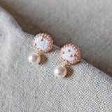 Mariota Rio Earrings in Champagne Pink Front