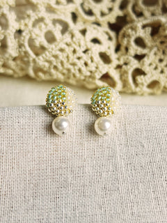 Mariota Trio Earrings in Lime Green Front 1