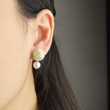 Mariota Trio Earrings in Lime Green Model