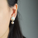 Mariota Trio Earrings in Mint Green Model