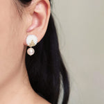 Mariota Two Ninths Earrings in White Model